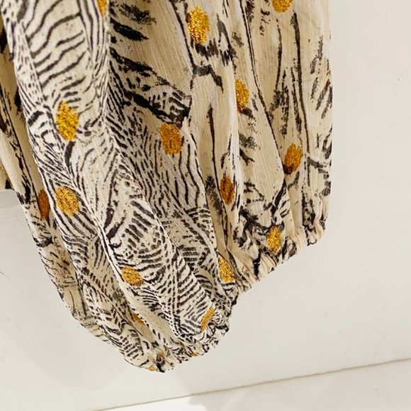 Lovestitch Womens Off Shoulder Blouse Multi Sparkle Print Long Sleeve Hi Low S/M - Picture 6 of 9